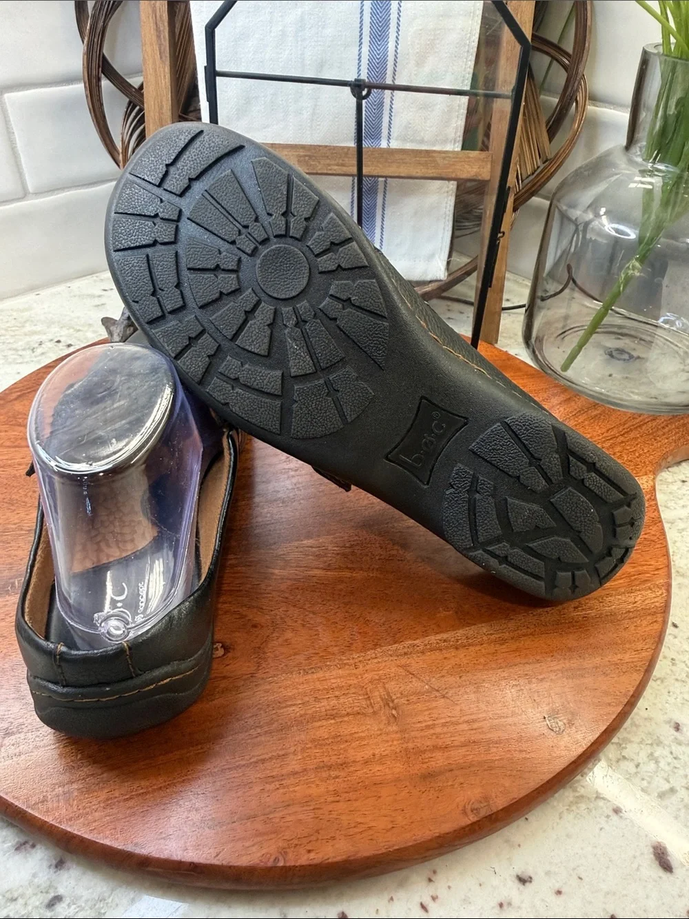 Boc Born  Black Leather Buckle Clog